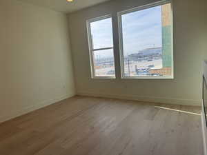 Empty room featuring light wood-style floors