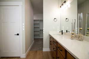 Master bathroom with walk-in closet