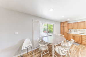 Dining area with big window and natural lighting