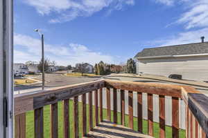 Wooden deck off the primary bedroom