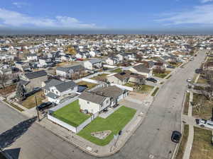 Aerial perspective of suburban area