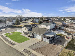 Aerial perspective of suburban area