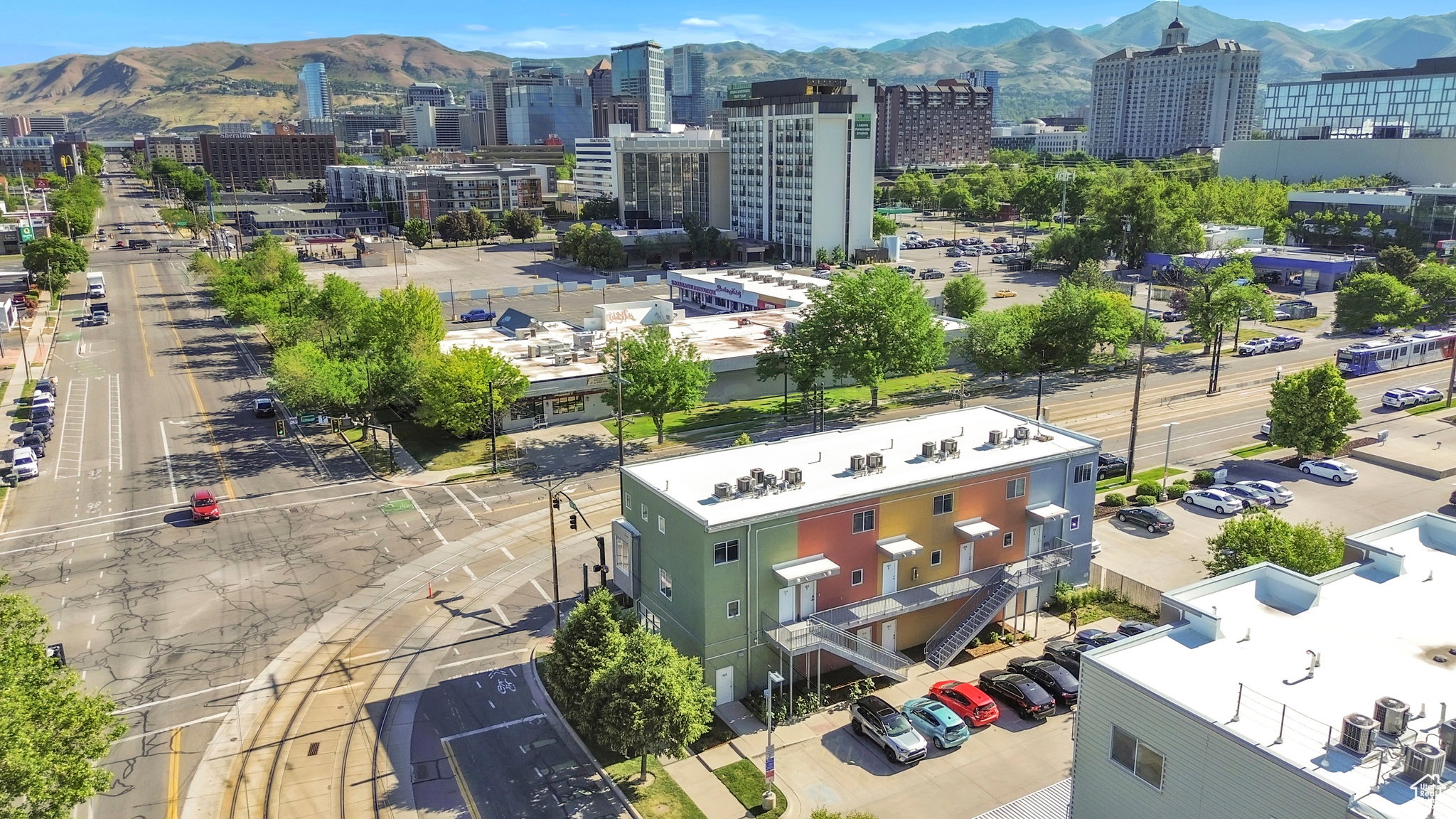 View of urban area featuring a mountain backdrop