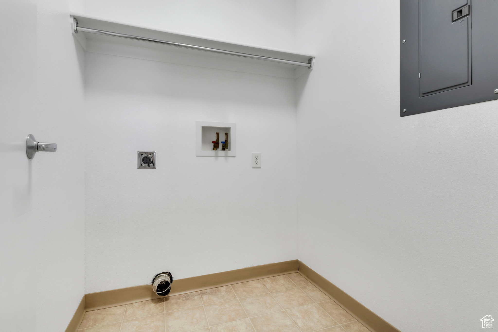 Laundry area featuring electric panel, hookup for an electric dryer, and washer hookup