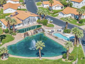 Aerial view of a pool area