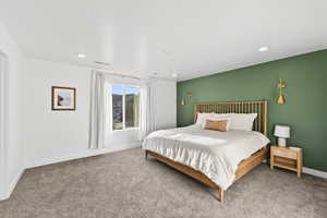 Bedroom featuring carpet floors and recessed lighting