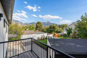 Deck featuring a mountain view
