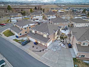 Aerial perspective of suburban area