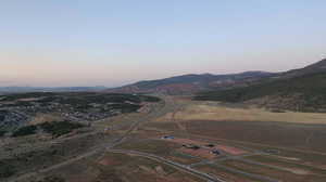 Aerial view at dusk of a mountain view