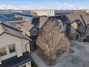 Aerial perspective of suburban area