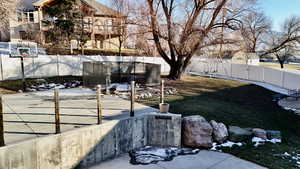 Fenced backyard featuring a patio area