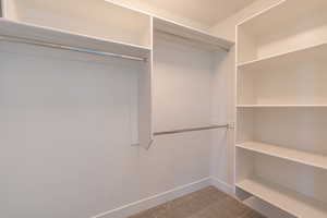 Walk in closet featuring carpet