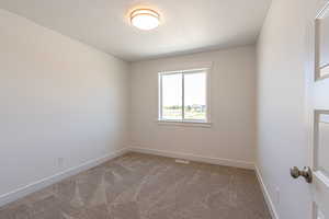 Spare room with carpet flooring and a textured ceiling