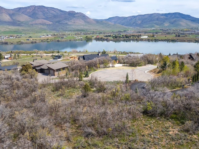 View of mountain background featuring a large body of water