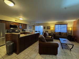 Living room with a ceiling fan