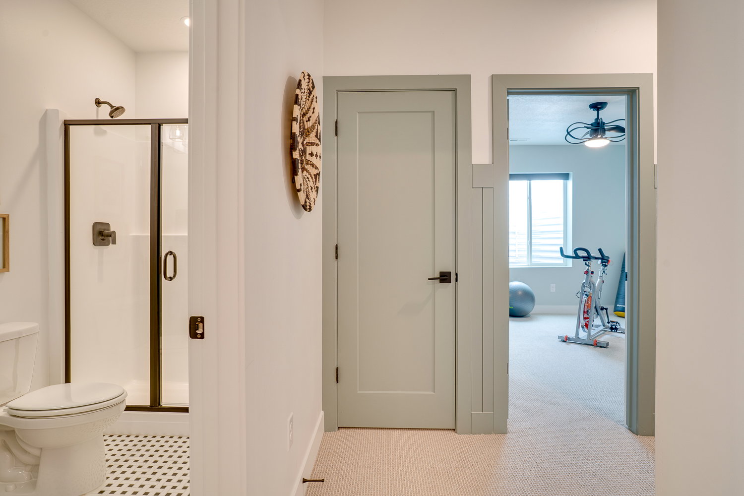 Hallway with carpet floors