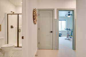 Hallway with carpet floors