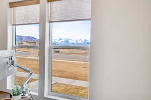 Detailed view of a mountainous background