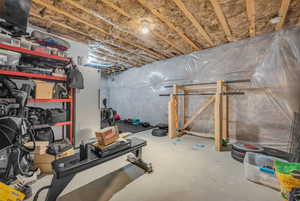 View of unfinished basement