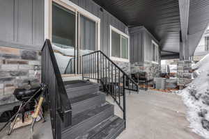 View of patio with area for grilling