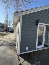 View of home's exterior with crawl space