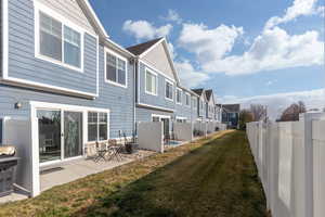 Back of house with a residential view, a patio, and a fenced backyard