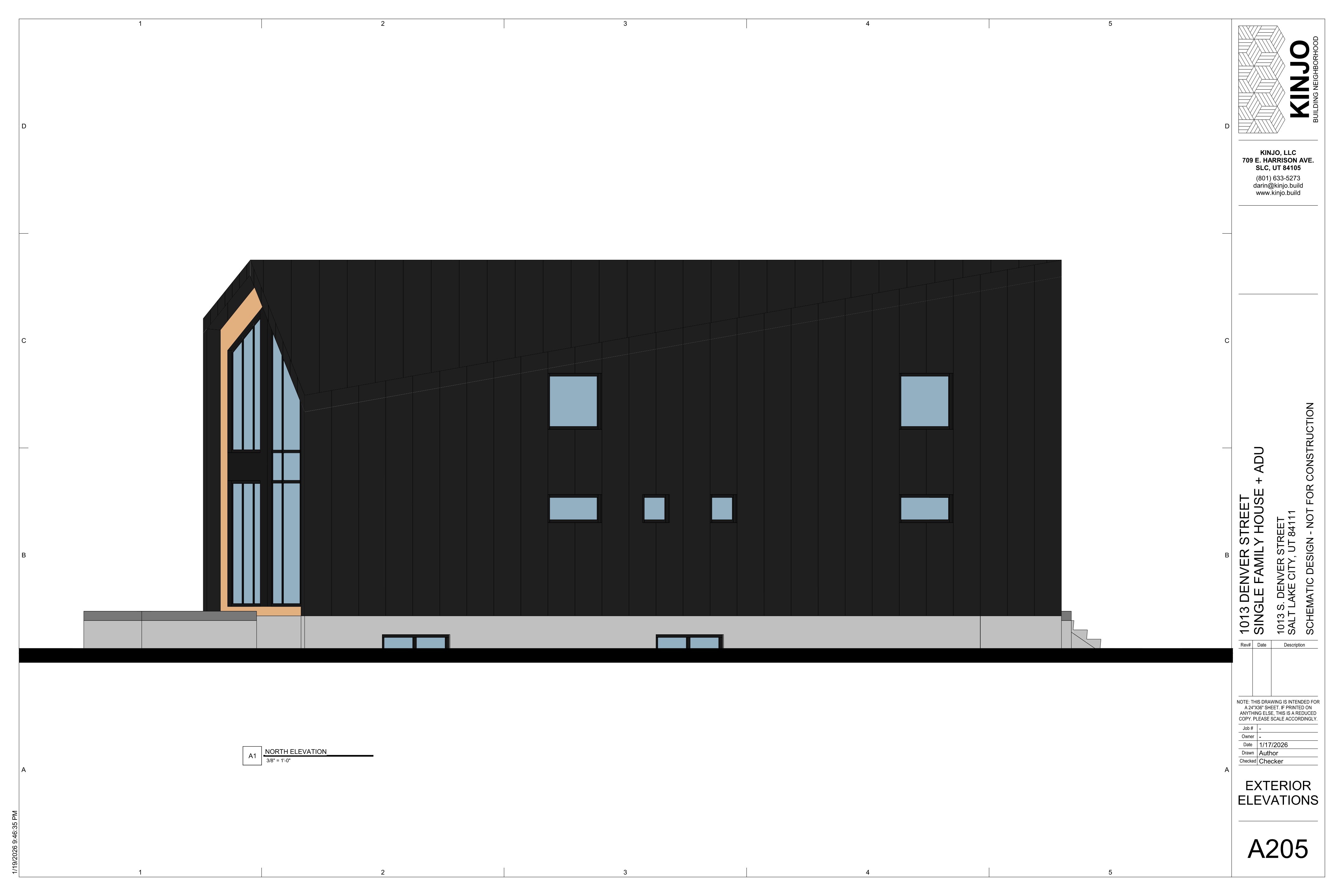 Single Family Home + ADU Design - North Elevation