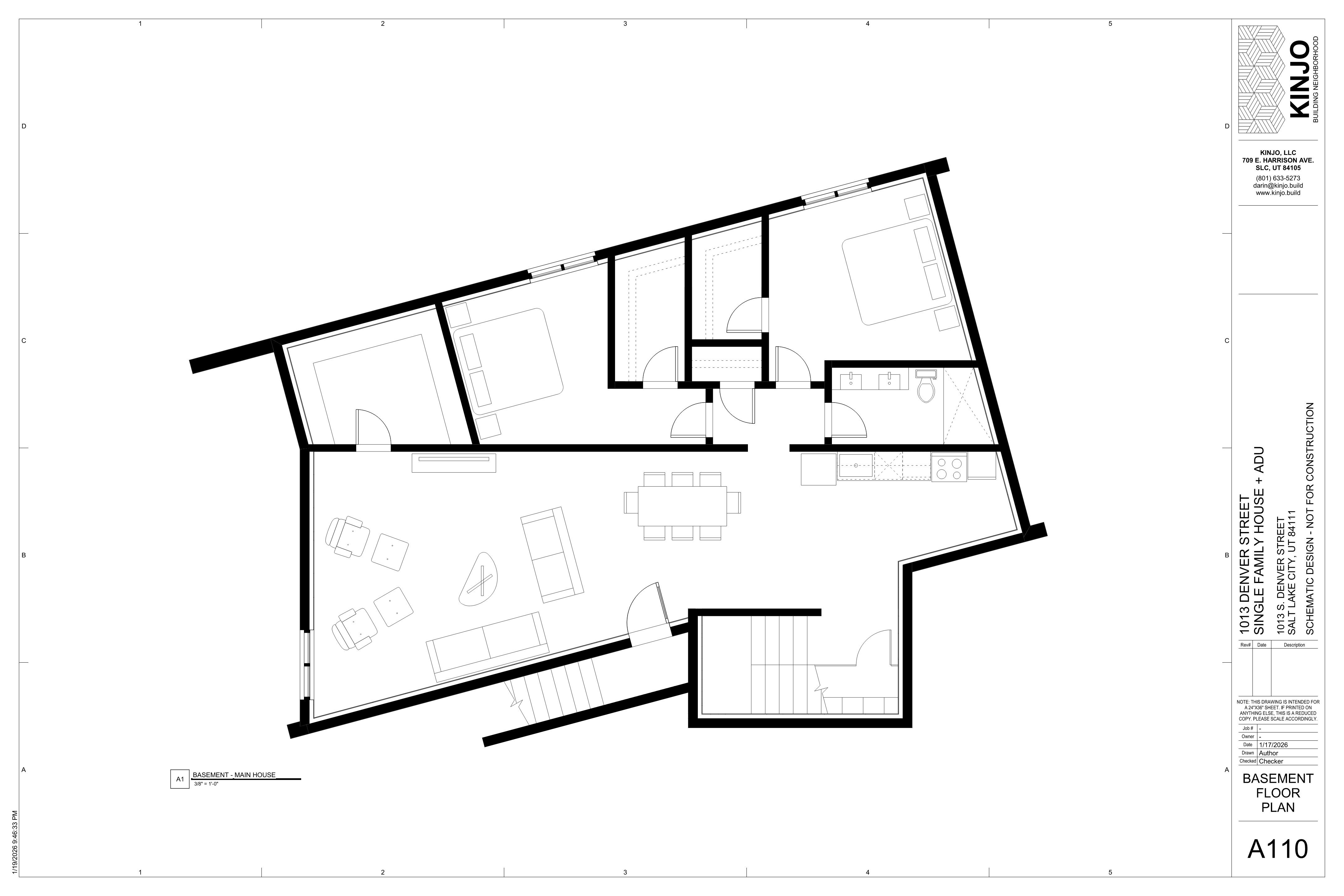 Single Family Home + ADU Design - Basement Floor Plan