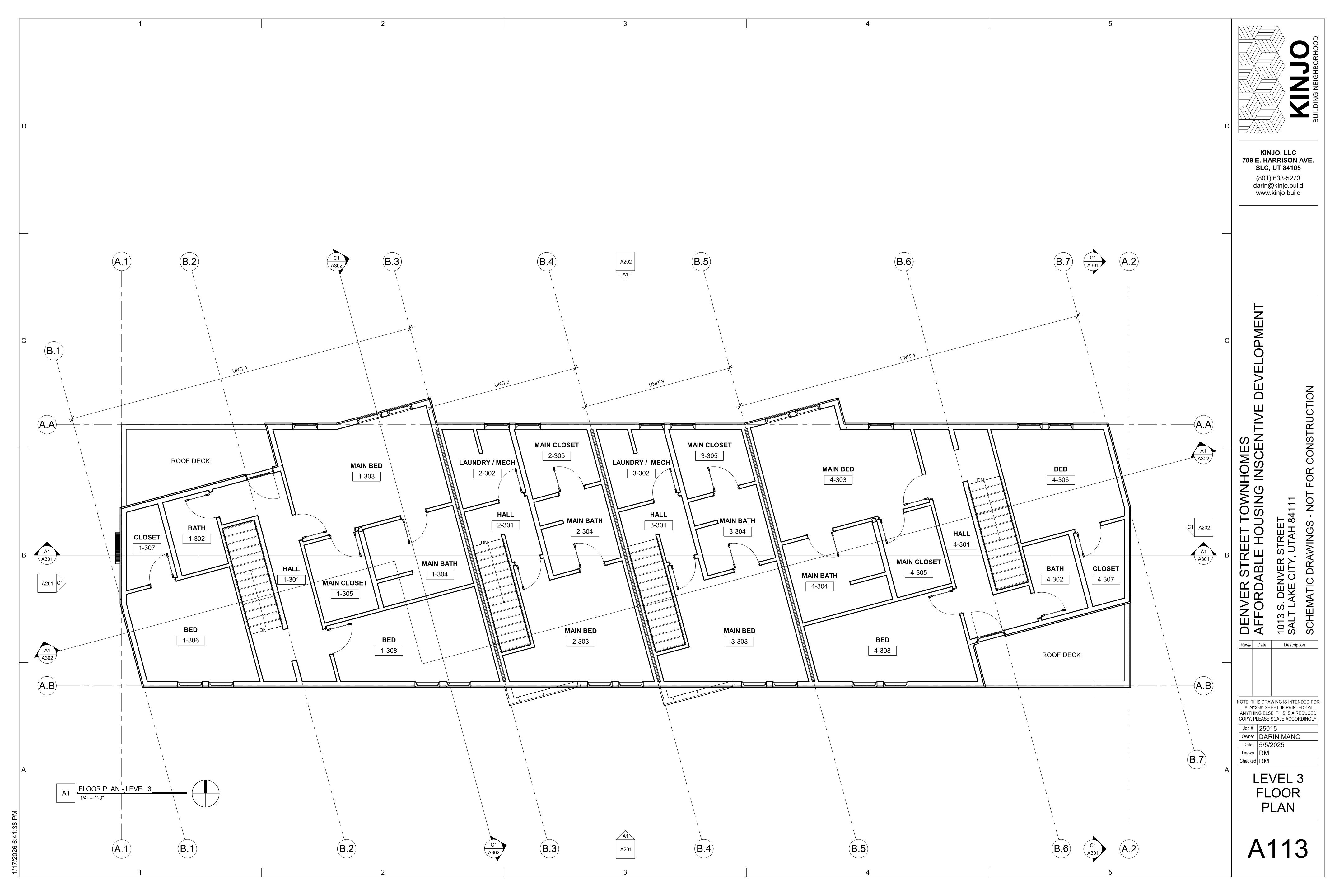 4 Unit Townhome (AHI) Development - Level 3 Plan