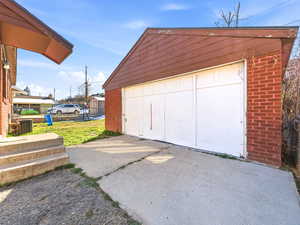 View of detached garage