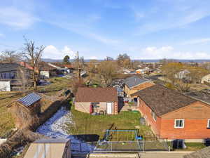 Aerial perspective of suburban area