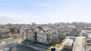 Aerial perspective of suburban area