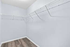Spacious closet with wood finished floors