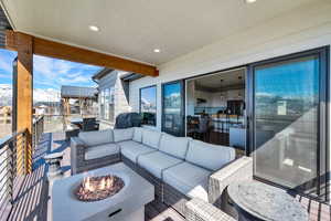 Covered Deck area facing the view side of Pineview, Snowbasin & Nordic Valley ski area