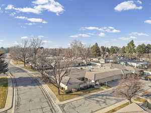 Aerial perspective of suburban area