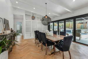 Dining room with recessed lighting