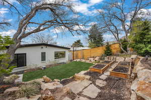 View of yard with a garden