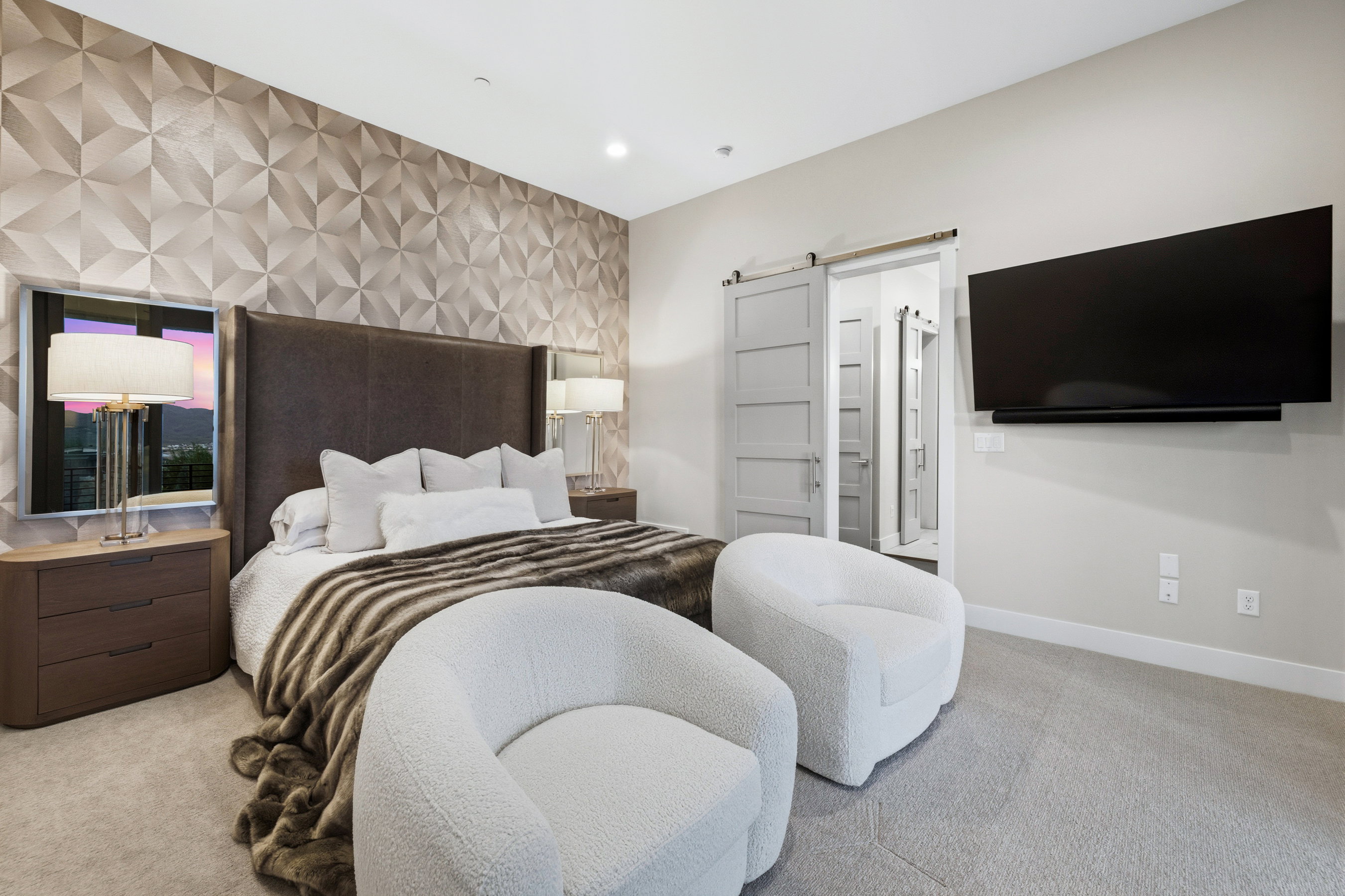 Accent wall featuring geometric paneling