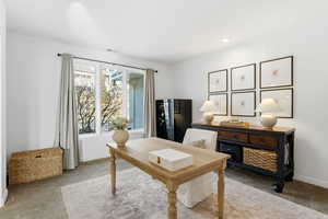 Office featuring carpet flooring and baseboards