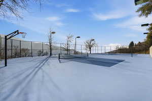 View of pickleball courts