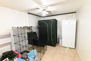 Storage area with ceiling fan