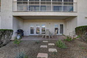 View of patio / terrace featuring french doors and area for grilling