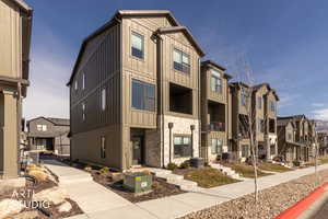 View of building exterior with a residential view