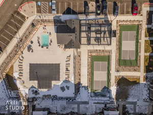 Aerial view of a pool area