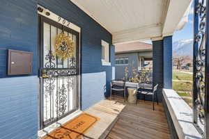 Porch with a mountain view