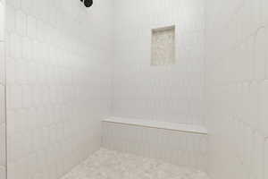 Bathroom view of tiled shower