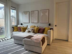 Living room featuring wood finished floors