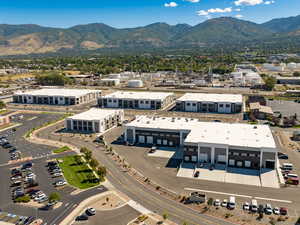 Bird's eye view of a mountainous background