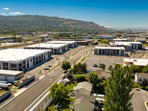 Aerial view of a mountain backdrop