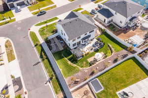 Aerial perspective of suburban area